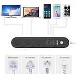 Подовжувач мережевий Ldnio SC3301, 3USB, 3 розетки, 1.6 м, чорно-білий Уцінка, фото 5