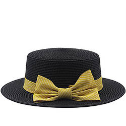 Доросла солом'яний капелюшок чорний з бантом