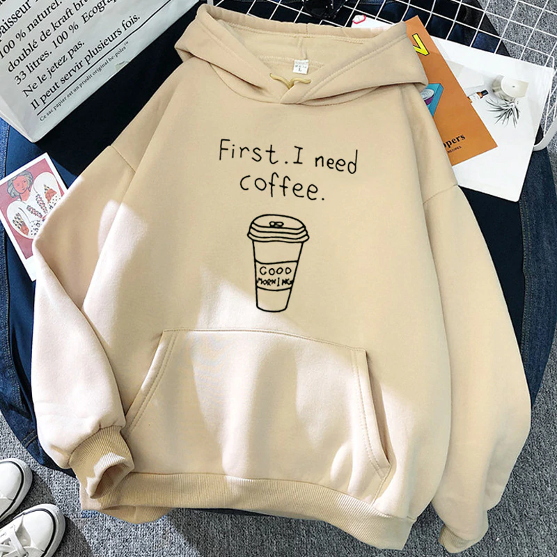 Худі, толстовка жіноче з принтом (first, i need coffee)