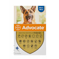 Advocate капли на холку для собак от чесоточных клещей, блох и гельминтовот от 25-40 кг - 1 пип.