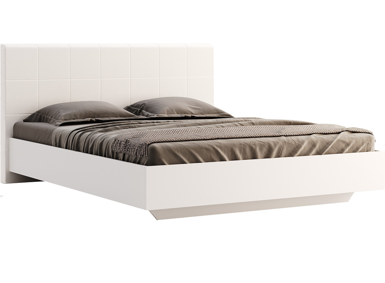 Ліжко двоспальне Family / Фемілі 180x200 з м'яким узголів'ям без каркасу білий Глянець-Еко шкіра ТМ Миро-Марк