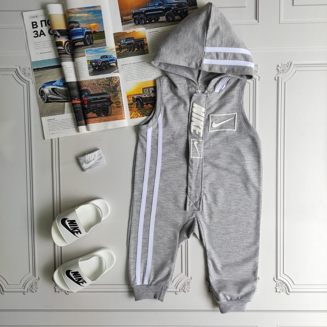 Літній дитячий сірий ромпер Nike