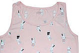 Піжама літня світло-рожева для дівчаток, майка і шорти, малюнок зайчиків, зріст 158 см Фламінго, фото 3