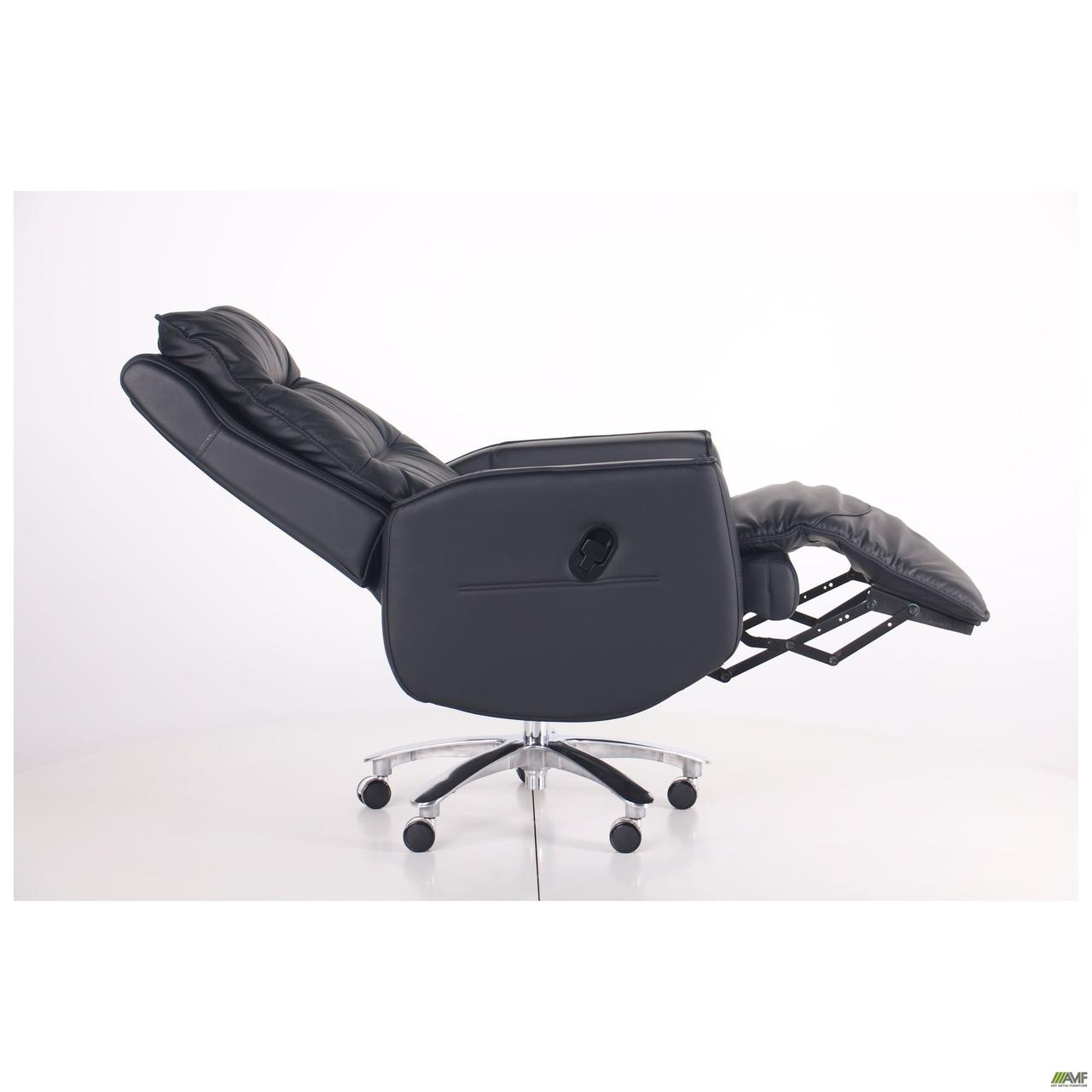Офісне крісло-реклайнер AMF Trump шкіряне чорне, фото 1