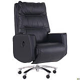 Офісне крісло-реклайнер AMF Trump шкіряне чорне, фото 2