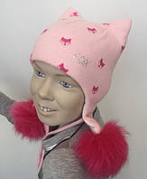 Стильная детская шапка для девочки ELF-KIDS Турция 7078 Розовый ӏ Одежда для девочек.Топ! 52