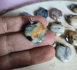 Кулон, підвіс сердечко з пейзажної яшми на шнурку, фото 8