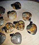 Кулон, підвіс сердечко з пейзажної яшми на шнурку, фото 6