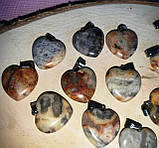 Кулон, підвіс сердечко з пейзажної яшми на шнурку, фото 7