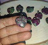 Кулон, підвіс сердечко з цоїзиту на шнурку, фото 5