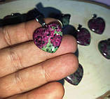 Кулон, підвіс сердечко з цоїзиту на шнурку, фото 3