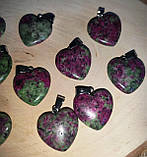 Кулон, підвіс сердечко з цоїзиту на шнурку, фото 8