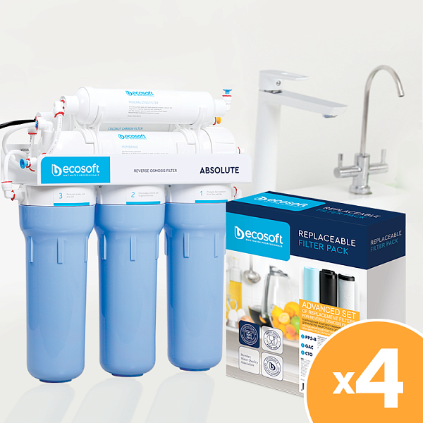 Річний комплект картриджів Ecosoft для фільтра зворотного осмосу з мінералізатором