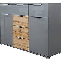 Комод 6 ящиків 2 дверцята Linz/ Лінц Сірий Шифер-Дуб В'єн ТМ Міро Марк