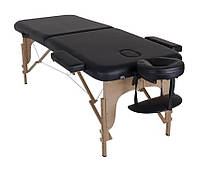 Складной массажный стол чемодан Двухсекционный кушетка для массажа переносная ASPECT (светло-бежевый) black