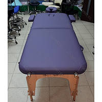 Складной массажный стол чемодан Двухсекционный кушетка для массажа переносная ASPECT (светло-бежевый) purple