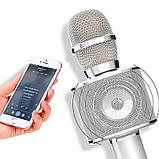 Колонка bluetooth -мікрофон Караоке hoco. BK3 Cool сріблястий, фото 2