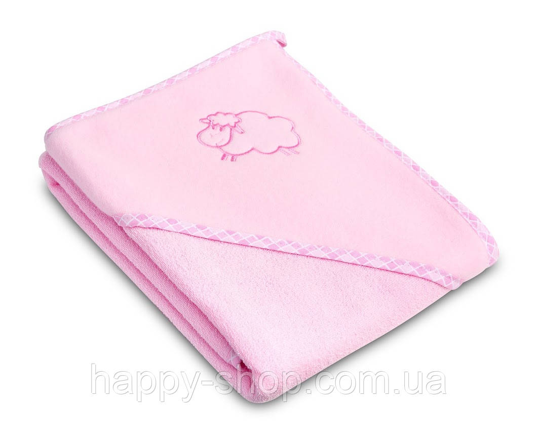 Дитячий махровий рушник з куточком Sensillo Sheep Pink