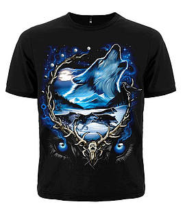 Футболка "Вовк воючий" , футболка вовк, футболка чорна