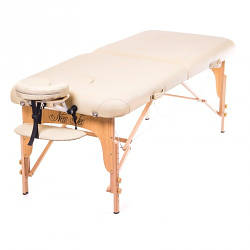 Переносний масажний стіл дерев'яний складаний масажний стіл-валіза VICTORY (NEW TEC) кушетка масажна cream (світло-бежевий)