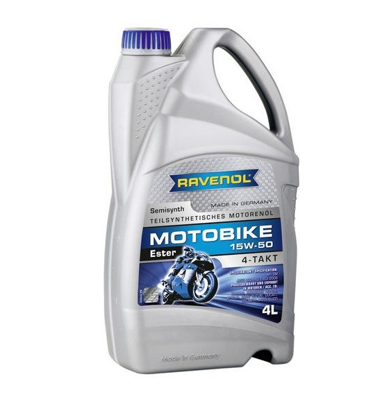 Моторное масло Ravenol 4T 15w50 Motobike Ester 4л - фото 1 - id-p1436217540