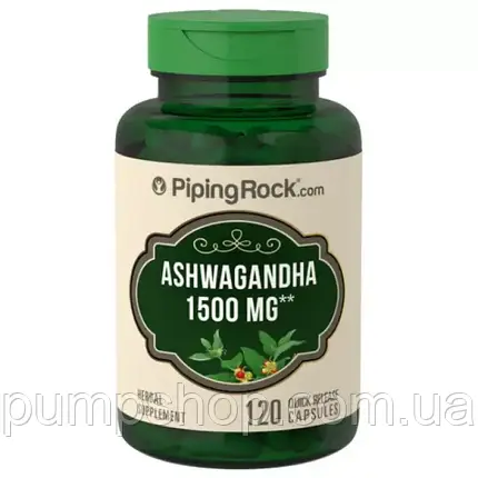 Ашвагандхи екстракт Piping Rock Ashwagandha 1500 мг 120 капс., фото 2