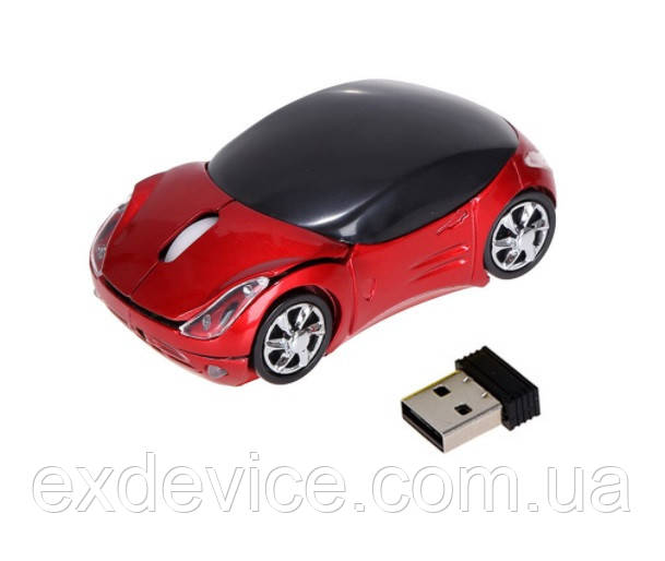 Мишка машинка оптична бездротова комп'ютерна Mouse Car червона
