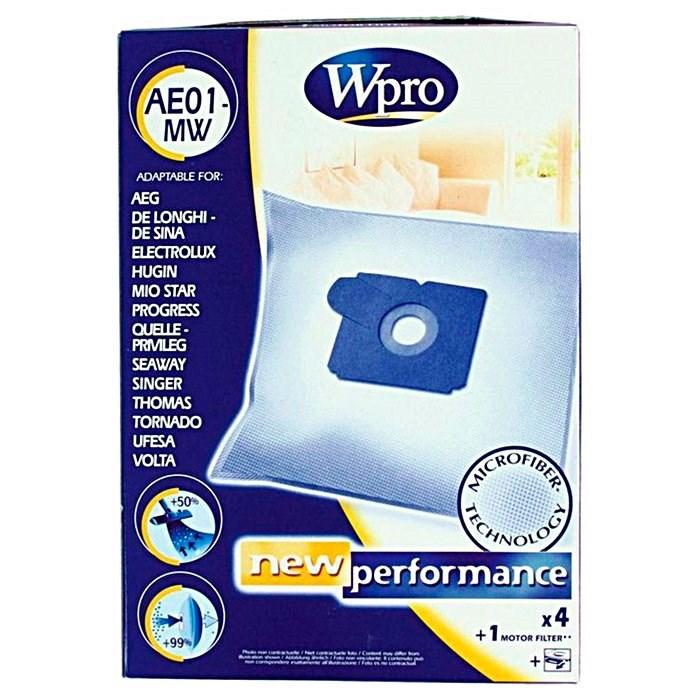 Набір мішків AE01-MW Wpro (4 шт) та фільтра мотора до пилососа Electrolux 481281718608, фото 1