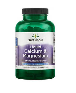 Рідкий кальцій + Магній Swanson Liquid Calcium & Magnesium 100 капс.
