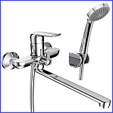 Змішувач для ванної з довгим виливом 35 см Німеччина ЛАТУННИЙ з душем MIXXUS PREMIUM Medea 006 EURO (MI0578), фото 10