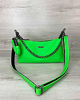 Женская сумка Лойс с кошельком экокожа 25*14*9 см зеленая