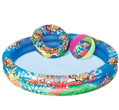 Басейн дитячий, Підводний світ, 122-20 см, 2 кільця, коло, м'яч, ремкомплект, в кор-ке