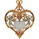 Підвіска - срібний кулон Серце з купідонами, фото 6