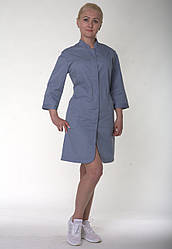 Сірий медичний жіночий халат з коміром стійка (42-56 р)