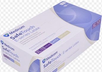Рукавички латексні опудренниє safe touch E-SERIES medicom,розмір M,100 ШТ./УП. XL