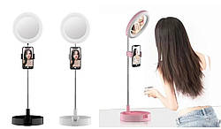 Дзеркало косметиче для макіяжу, кільцева LED лампа 16 см Live Makeup G3 з тримачем для телефону
