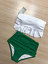 Купальник роздільний жіночий бандо К2  зелений + білий, фото 5