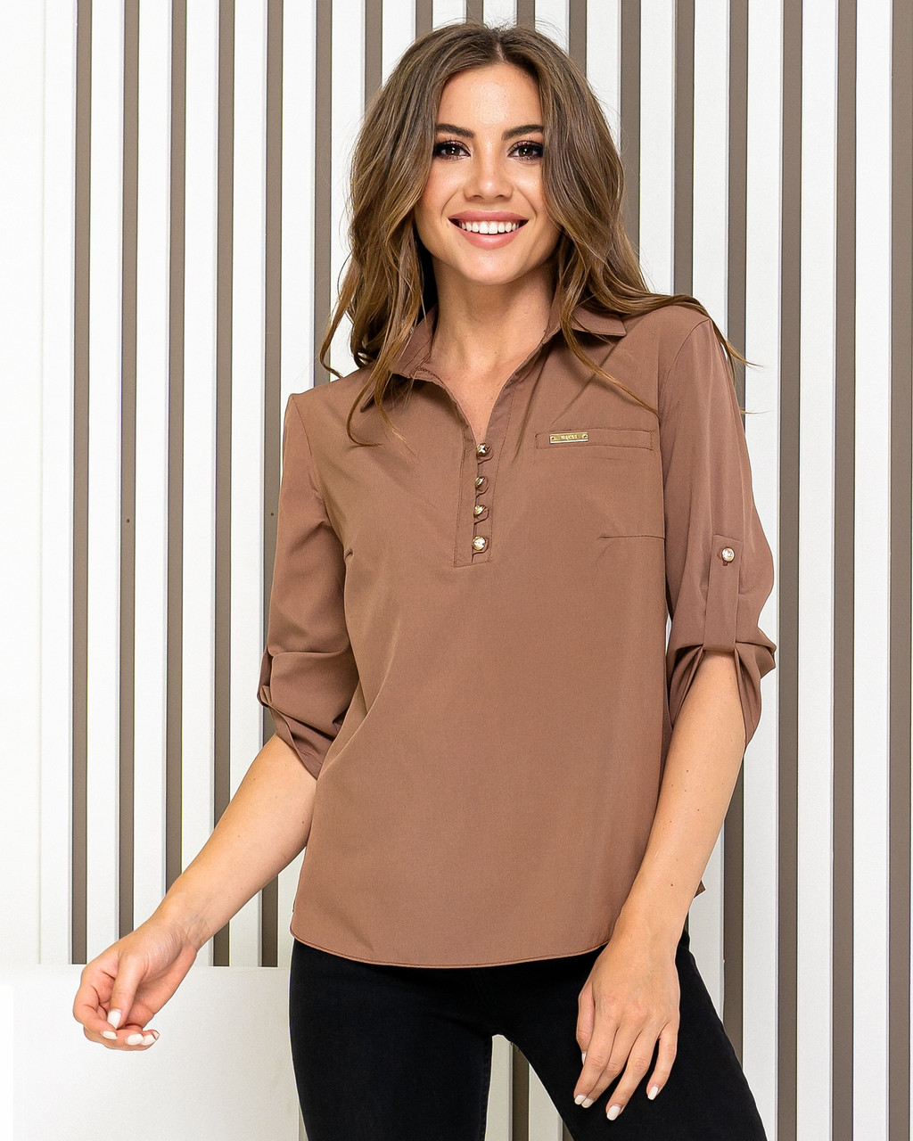 Блуза - сорочка жіноча арт 828, колір кави