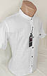 Чоловіча теніска біла однотонна приталені Туреччина G-Port vкs-0002 комір стійка льон, ошатна, фото 6