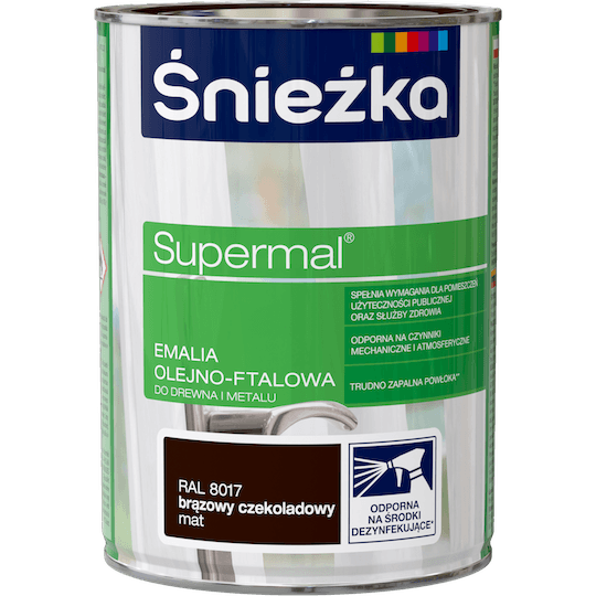 Емаль по металу ШОКОЛАДНИЙ матовий Снежка SUPERMAL RAL8017 0,8л