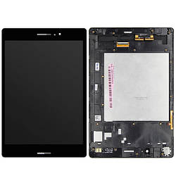 Дисплей для Asus ZenPad S 8.0" Z580C, модуль (екран і сенсор) шлейф 27 мм, з чорною передньою панеллю, оригінал