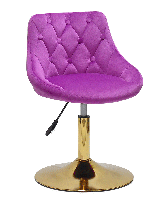 Стілець Foro Button GD-Base бузковий 1022 велюр з каретною стяжкою на золотій круглій опорі-ноге, фото 3