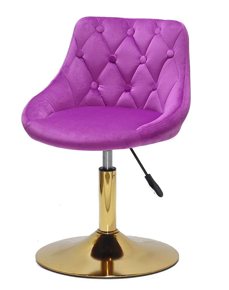Стілець Foro Button GD-Base бузковий 1022 велюр з каретною стяжкою на золотій круглій опорі-ноге, фото 1