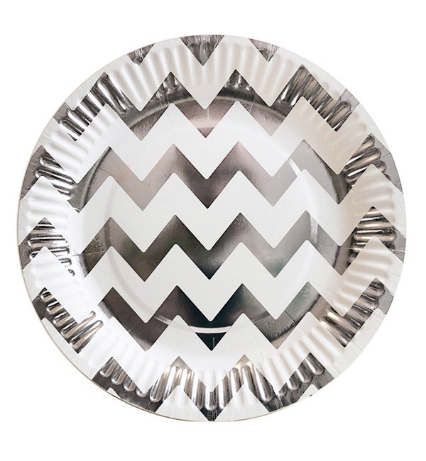 Одноразові тарілки "Зігзаг", 10 шт., Ø - 18 см, колір - срібло