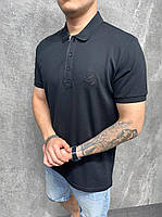 Чоловіча футболка поло з коротким рукавом чорного кольору (чорна) на блискавці бавовна Туреччина