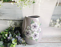 Настольная ваза Керамклуб Идея h 18 см в сиреневом цвете с росписью