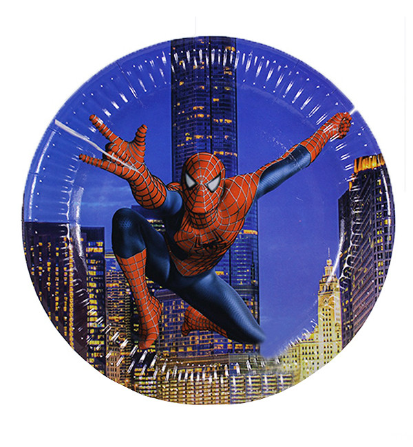 Одноразові тарілки "Людина Павук", 10 шт., Ø - 18 см, картон високої якості