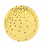 Бумажные тарелки "Конфетти", 10 шт., Польша, Ø - 18 см., цвет - желтый