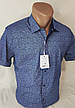 Чоловіча теніска синя у візерунок приталені стретч Туреччина Nens vk-0001 ошатна стильна молодіжна, фото 8