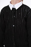 Жакет кардиган шкільний для дівчинки ажурний на ґудзиках чорний розміри 134-152, фото 2